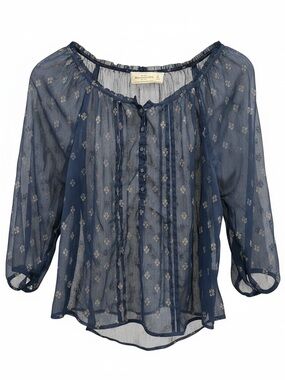 Abercrombie&Fith Sheer Navy Floral Peasant Top - Women